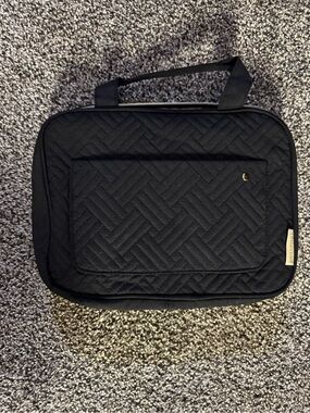 Black Quilted Travel Toiletry Bag with Top Handle